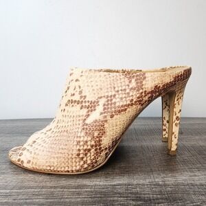 ANN TAYLOR Snake Print‎ Open Toe High Heel Mules Women's Size 8.5